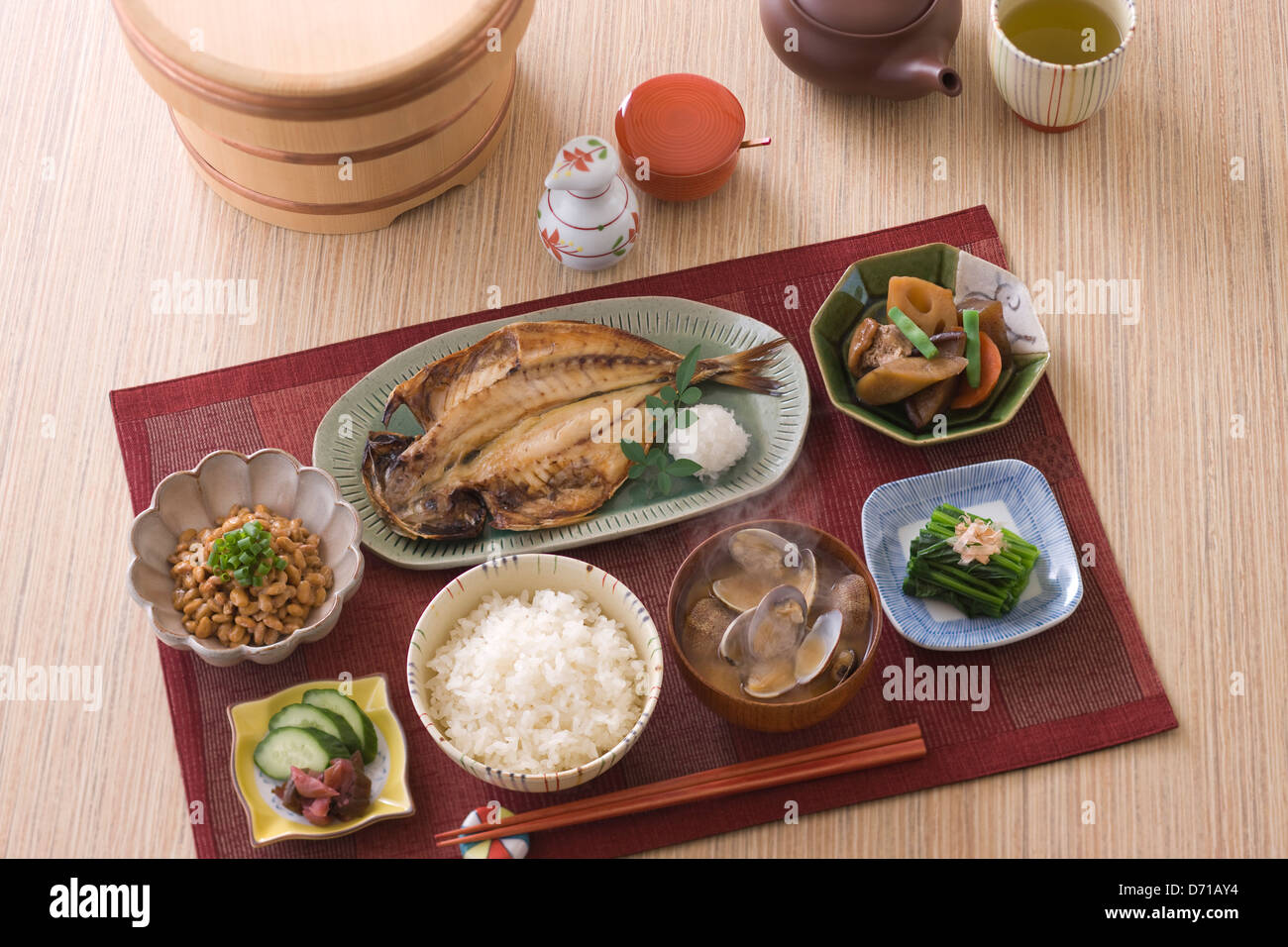 Un petit-déjeuner japonais traditionnel Banque D'Images