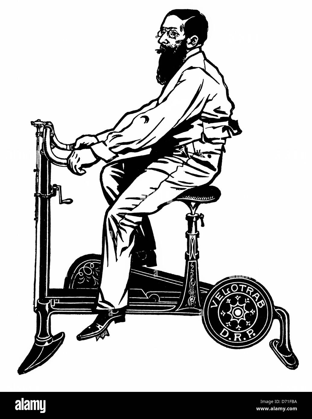 Un vélo d'exercice, les techniques thérapeutiques au début du 20e siècle, l'illustration, Banque D'Images