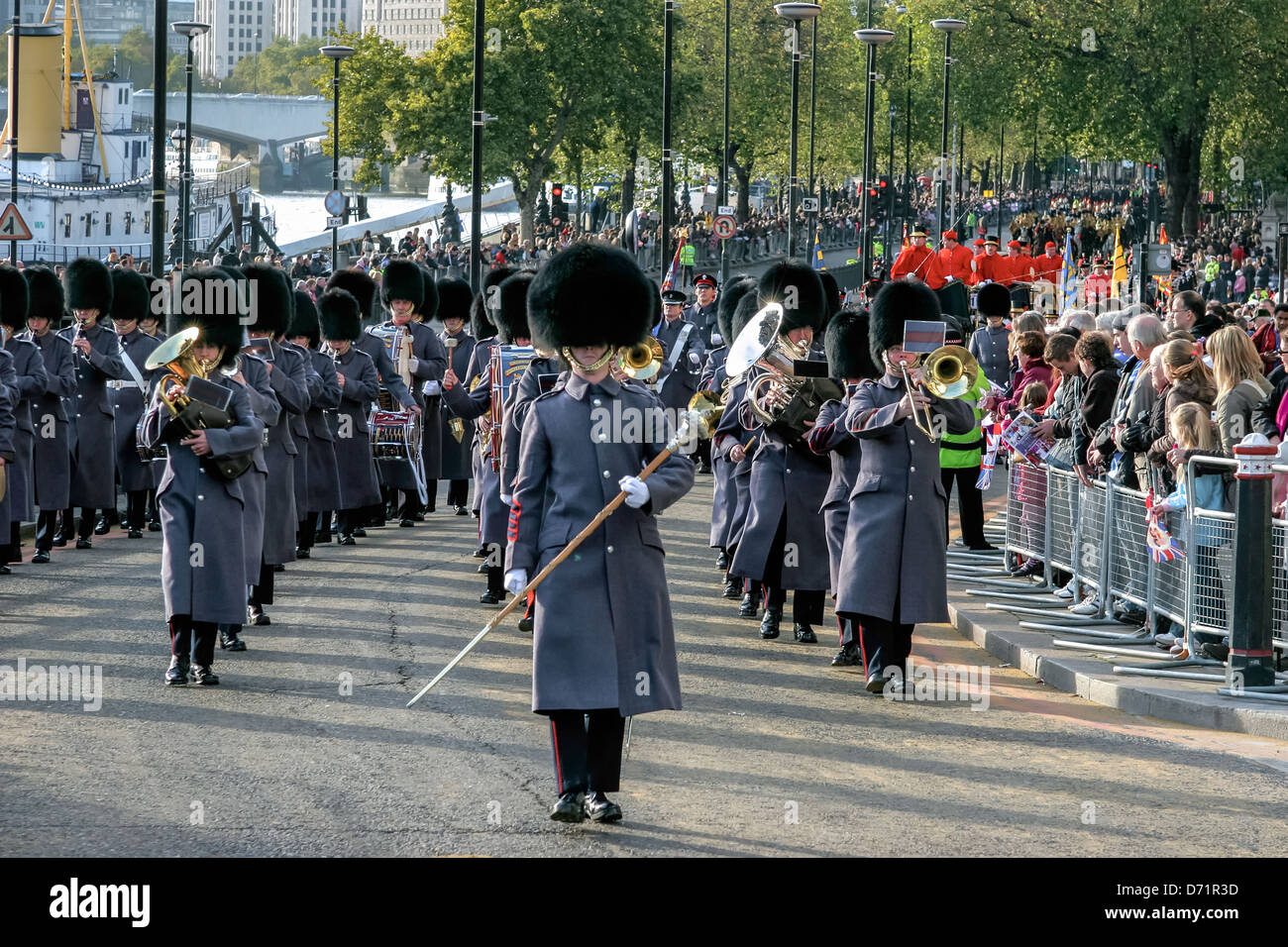 Band de l'Honorable Artillery Company marchant sur le Lord Mayor's Show de Londres Banque D'Images