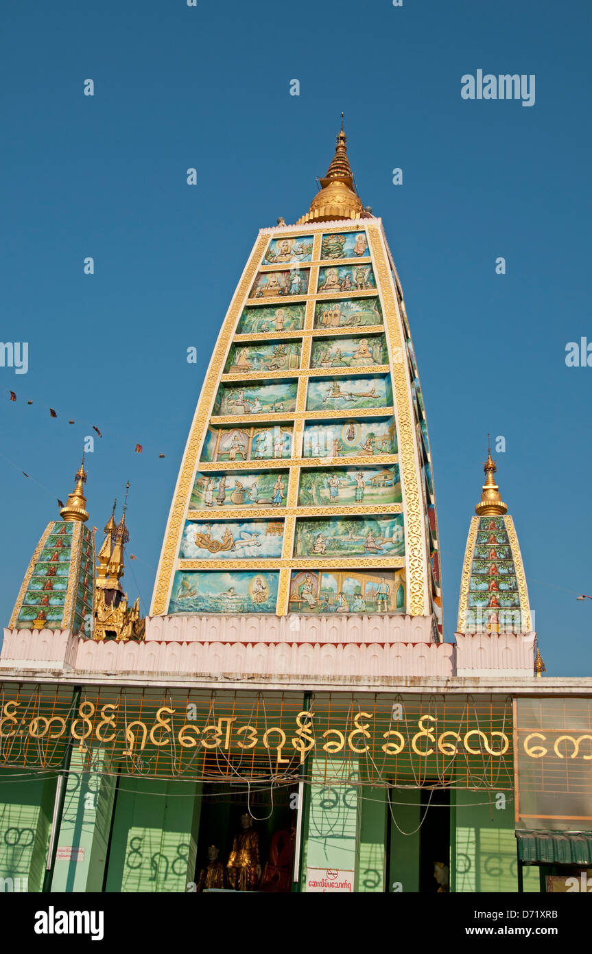 Spire Chedi détail à la pagode Shwedagon Yangon Myanmar (Birmanie) Banque D'Images