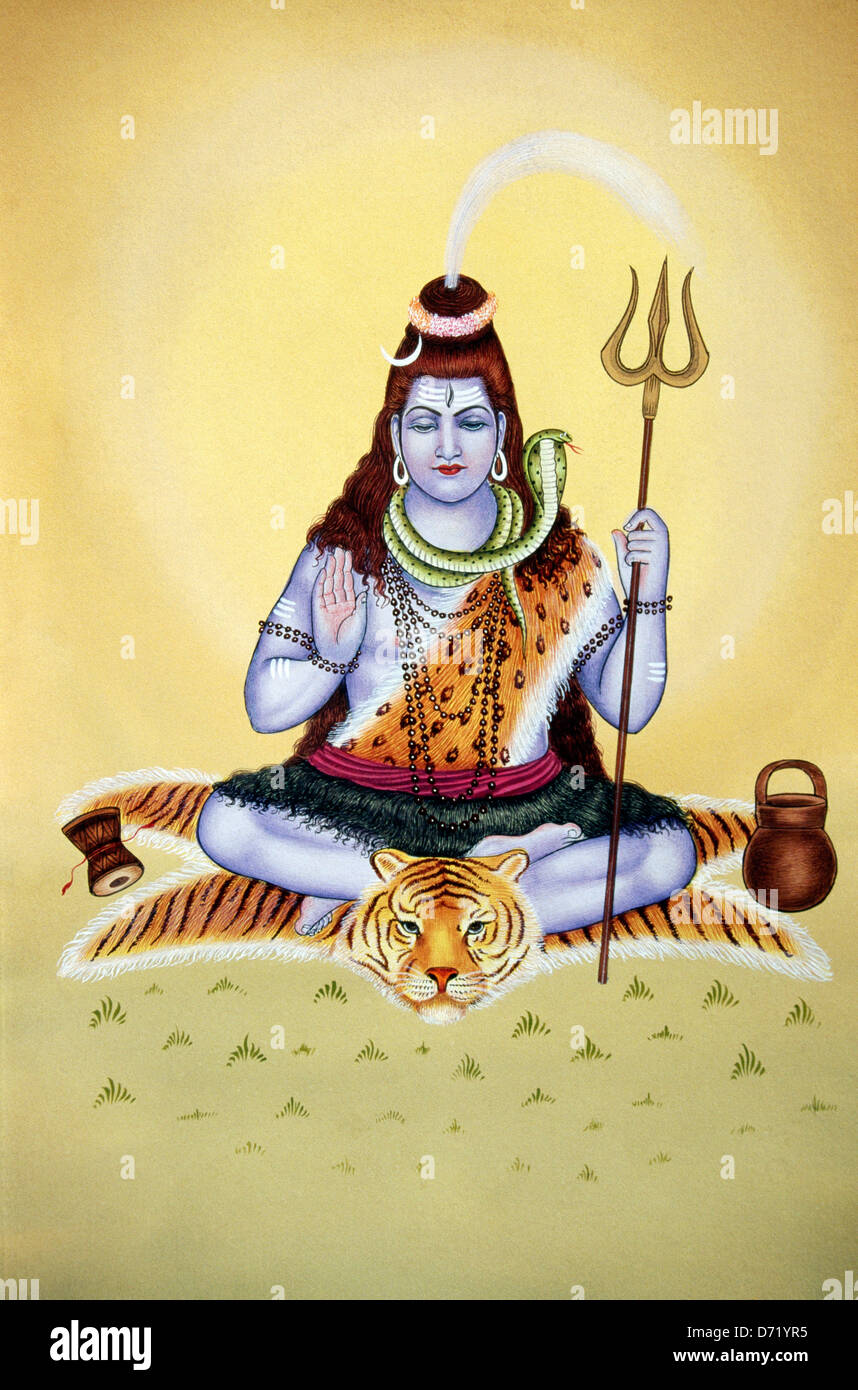 La peinture murale du dieu hindou Shiva Banque D'Images