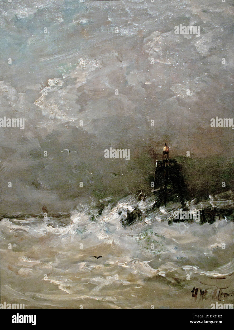 Phare dans les vagues déferlantes 1900 Hendrik Willem Mesdag 1831 - 1915 Pays-Bas Néerlandais Banque D'Images