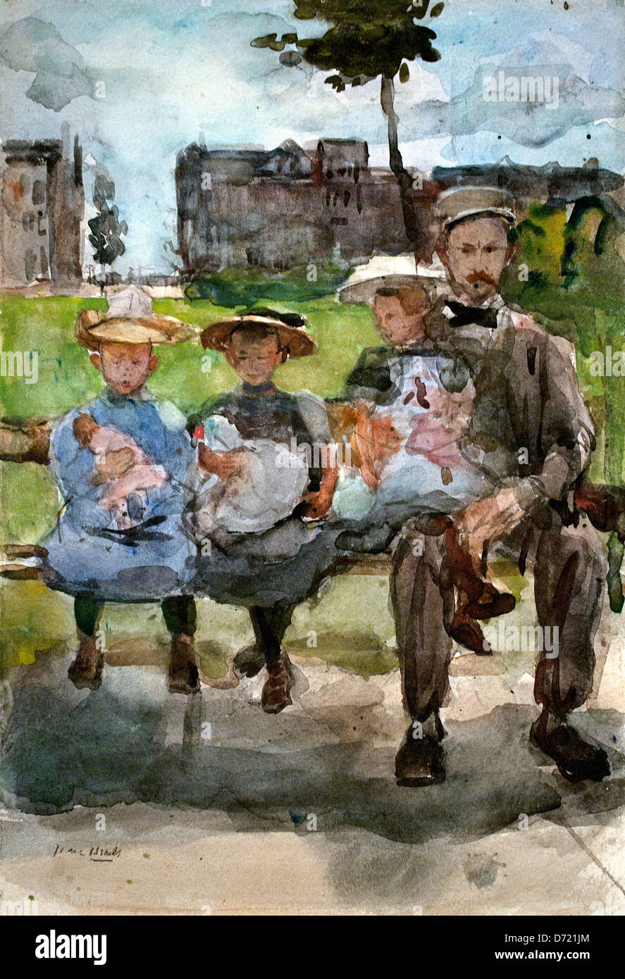 L'homme aux trois filles de l'Oosterpark Amsterdam1894 Theo van Doesburg 1865 - 1934 Pays-Bas Néerlandais Banque D'Images