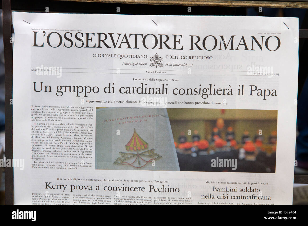 L'Osservatore Romano vatican journal Banque D'Images