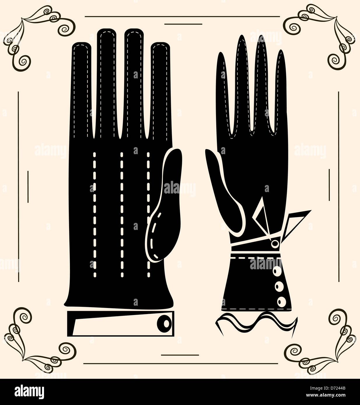 Sur un fond clair sont décrit l'homme et de la femme gants Banque D'Images