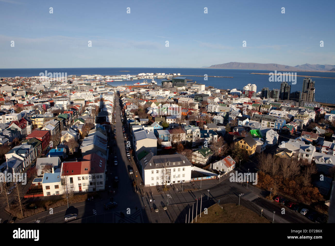 Vue aérienne de Reykjavik, Islande Banque D'Images