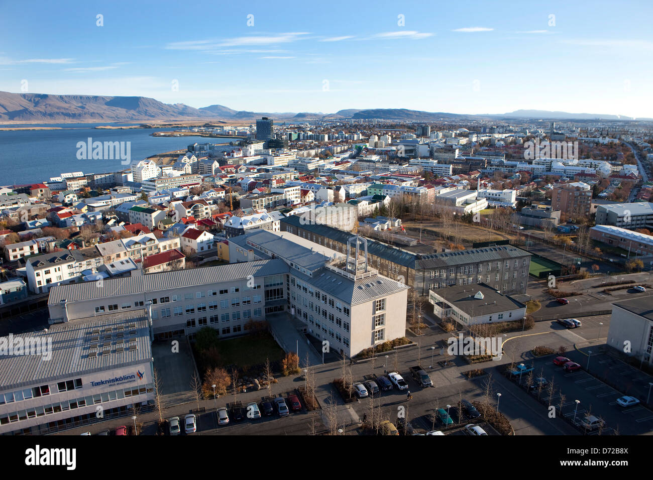 Vue aérienne de Reykjavik, Islande Banque D'Images