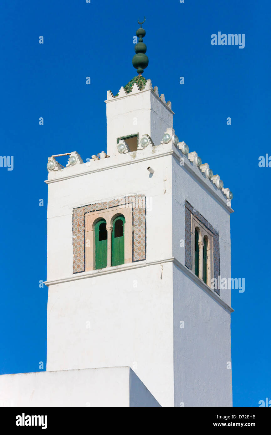 Minaret, Sidi Bou Said, Tunis, Tunisie Banque D'Images