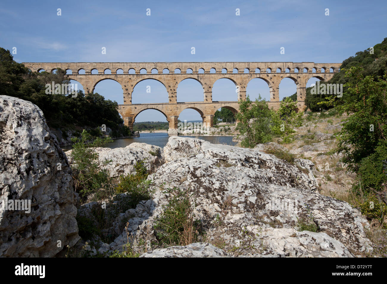 Castillon-du-Gard, France, l'aqueduc romain du Pont du Gard Banque D'Images