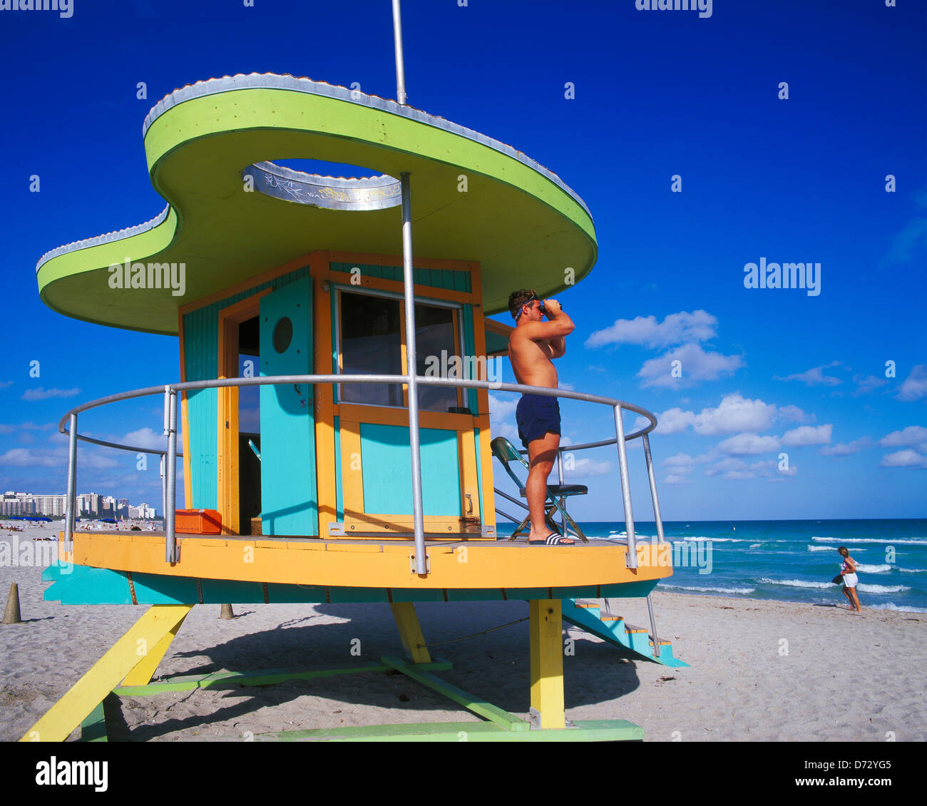 Lifeguard Tower, South Beach, Miami, Floride, USA Banque D'Images