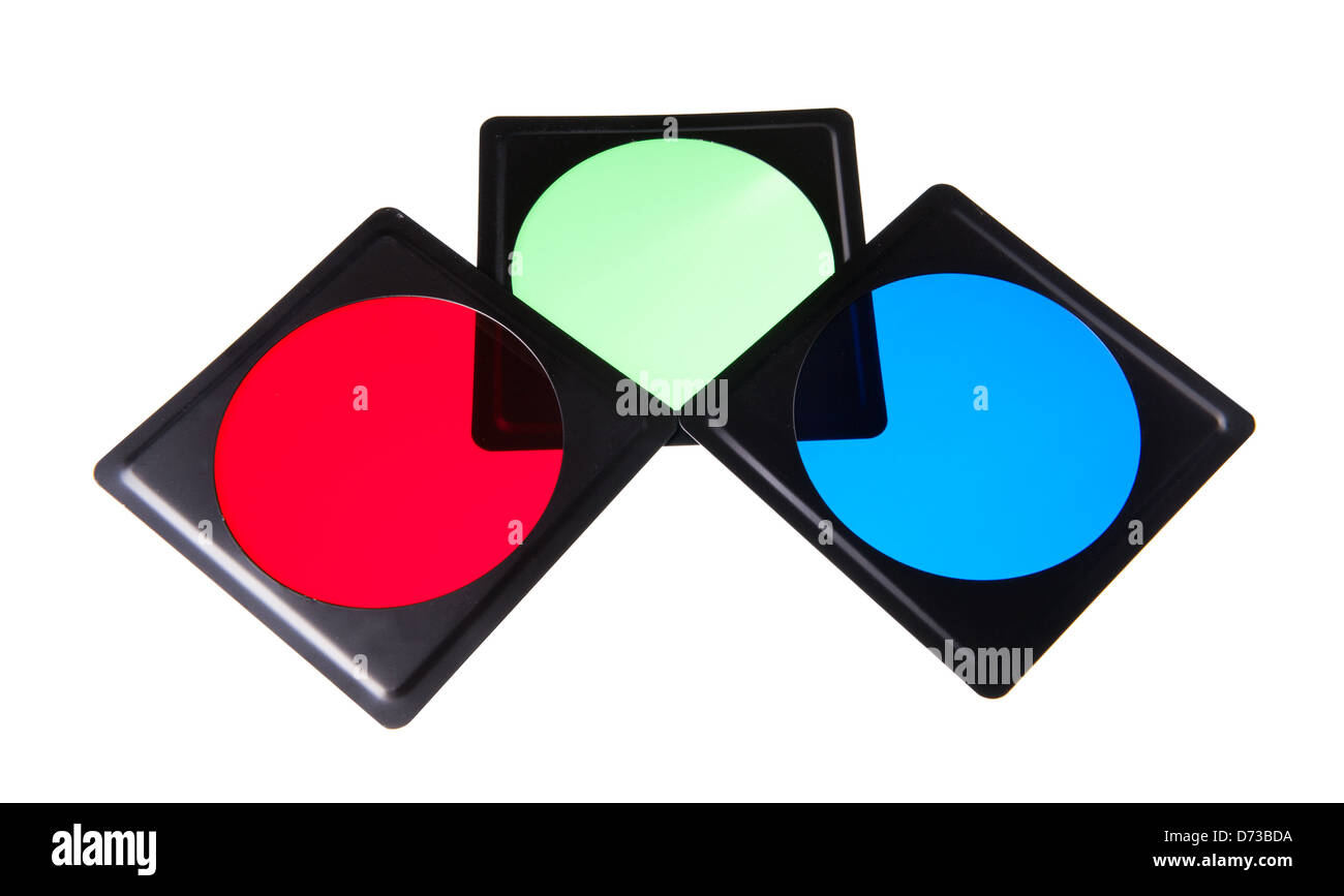 Les modificateurs de lumière en plastique dans les filtres couleurs RGB Banque D'Images