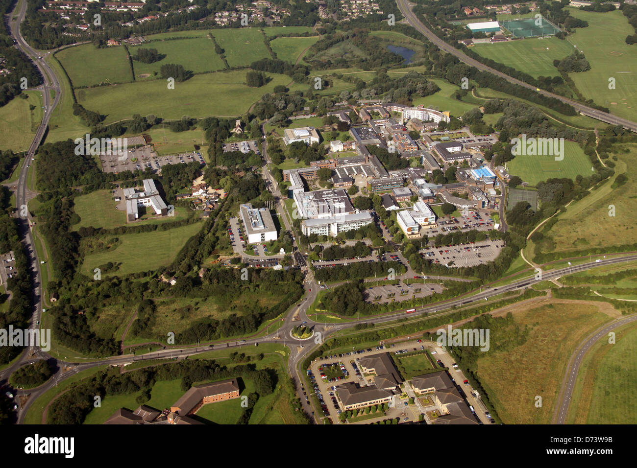 Vue aérienne de l'Université ouverte à Milton Keynes Banque D'Images