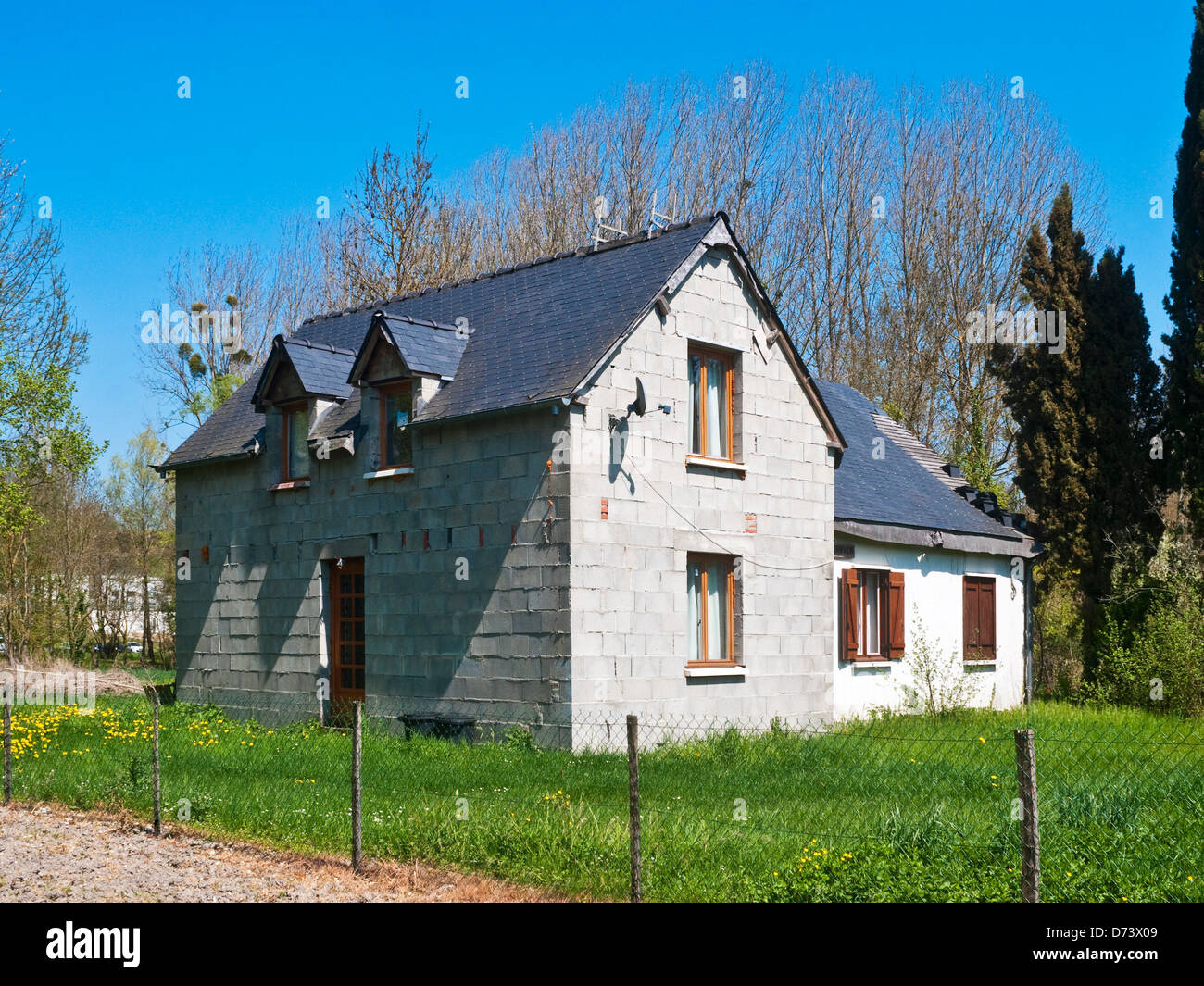 Nouvelle maison encore en extension - Indre-et-Loire, France. Banque D'Images
