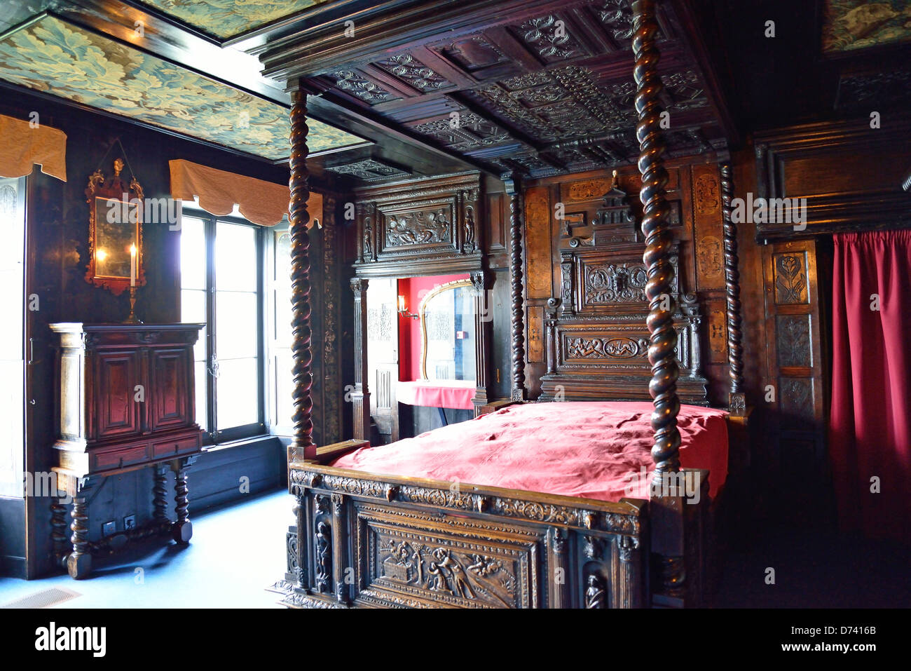 Chambre à Hauteville House (maison de Victor Hugo), Hauteville, Saint Peter Port (Saint-Pierre-port), Guernsey, Channel Islands Banque D'Images