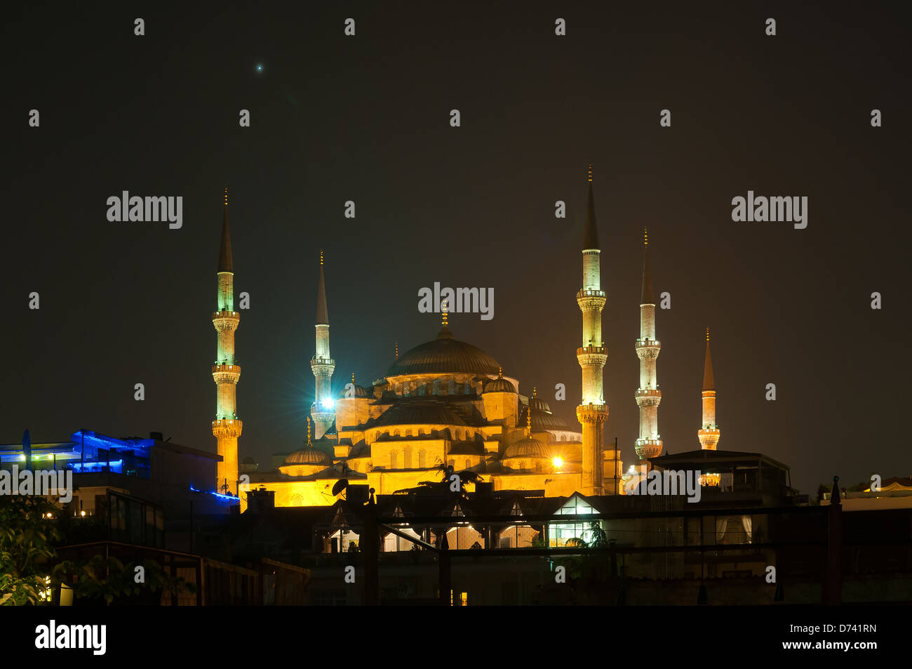 La mosquée bleue de nuit, Sultanahmet, Istanbul, Turquie Banque D'Images
