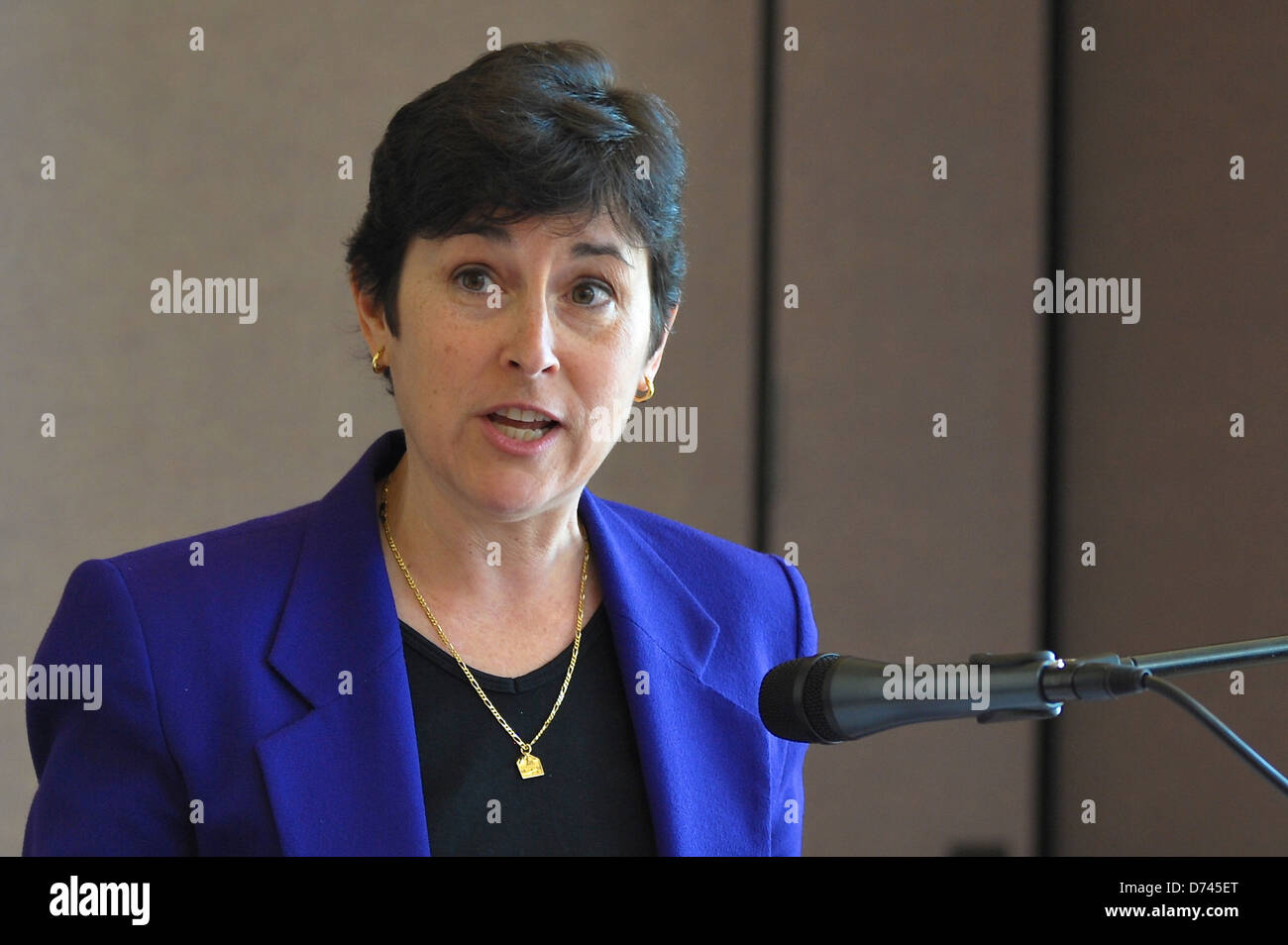 Frida Ghitis sur "Perspectives sur le Moyen-Orient". 2013 Teach-In sur Israël, organisé par le Comité "Israël de Santa Barbara Banque D'Images