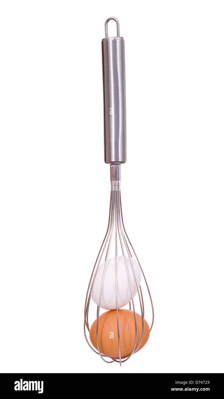 Fouet en acier isolé sur fond blanc Banque D'Images