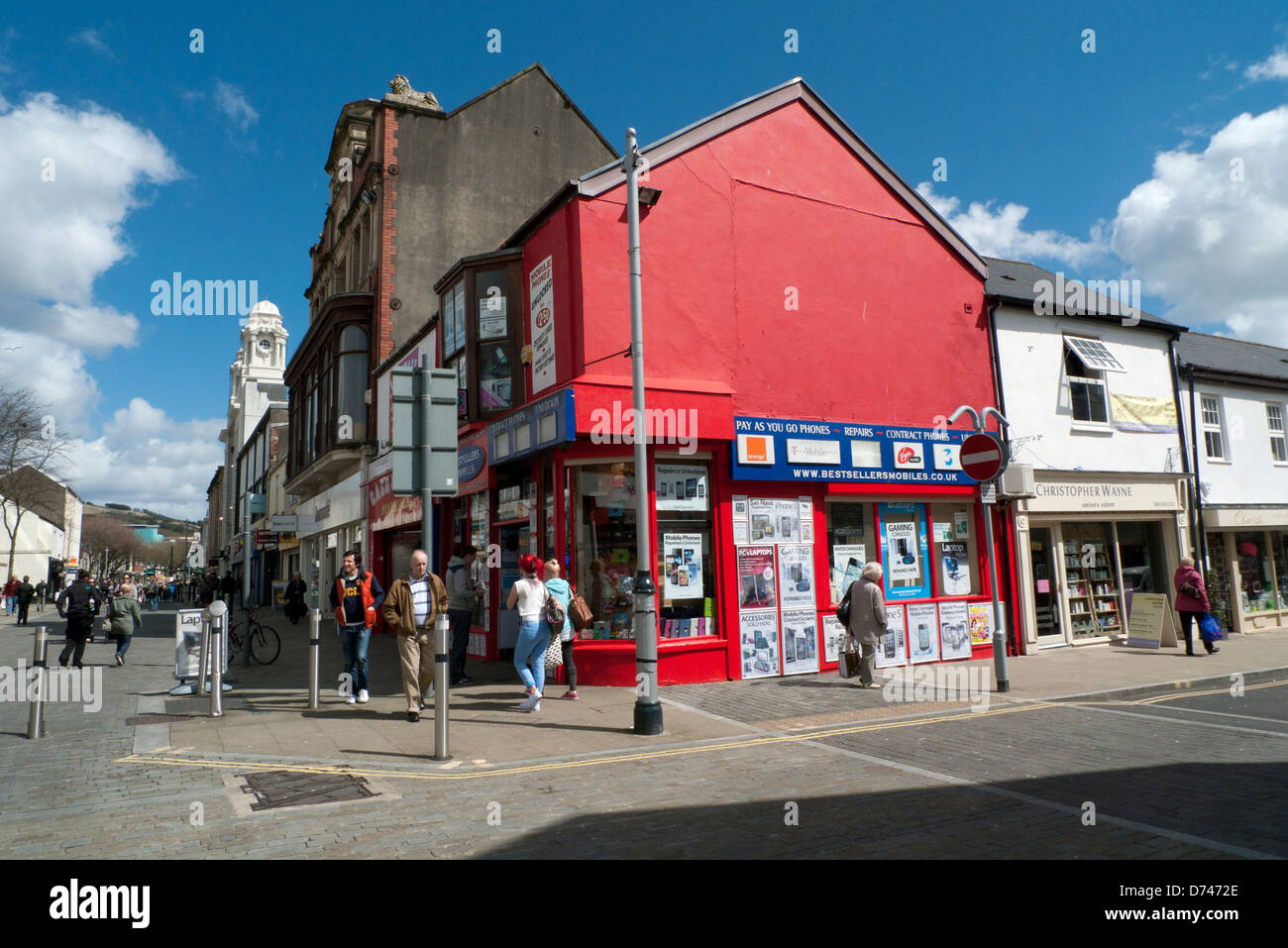 Une vue de l'angle d''Oxford Street et de la rue Plymouth, Swansea, Pays de Galles, UK KATHY DEWITT Banque D'Images