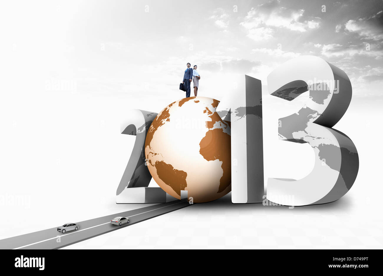 Businessman and businesswoman sur 3D 2013 Banque D'Images