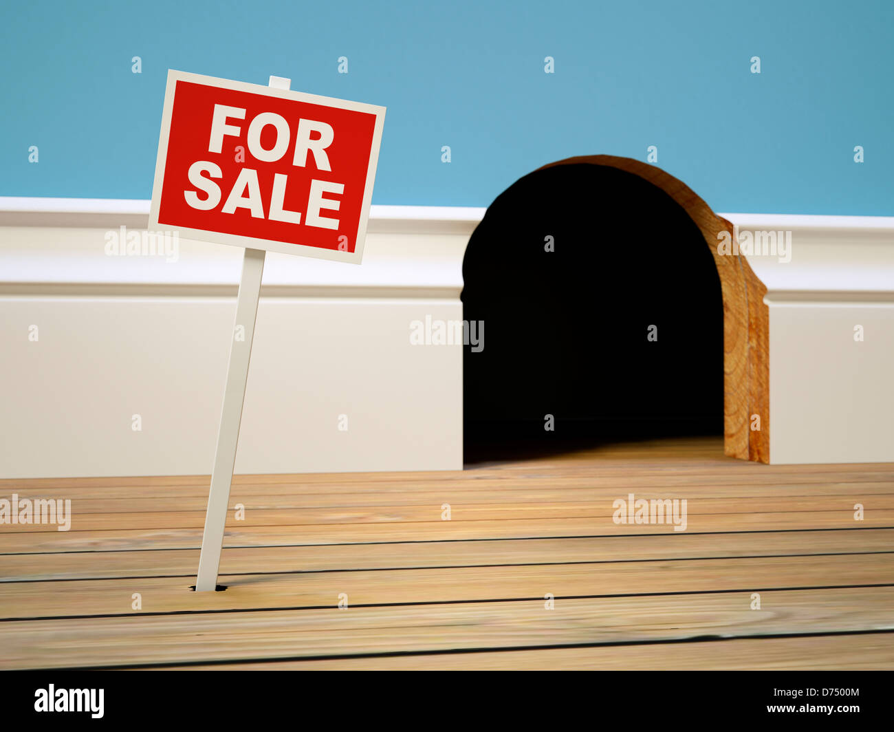 Maison à vendre concept - trou de souris maison à vendre signe - logement, vente, achat, déménagement, déménagement, déménagement, déménagement, concept immobilier Banque D'Images