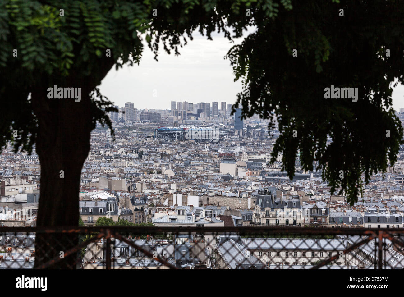 Paris, vue de la ville et du centre Pompidou, vue du Sacré-Cœur Banque D'Images