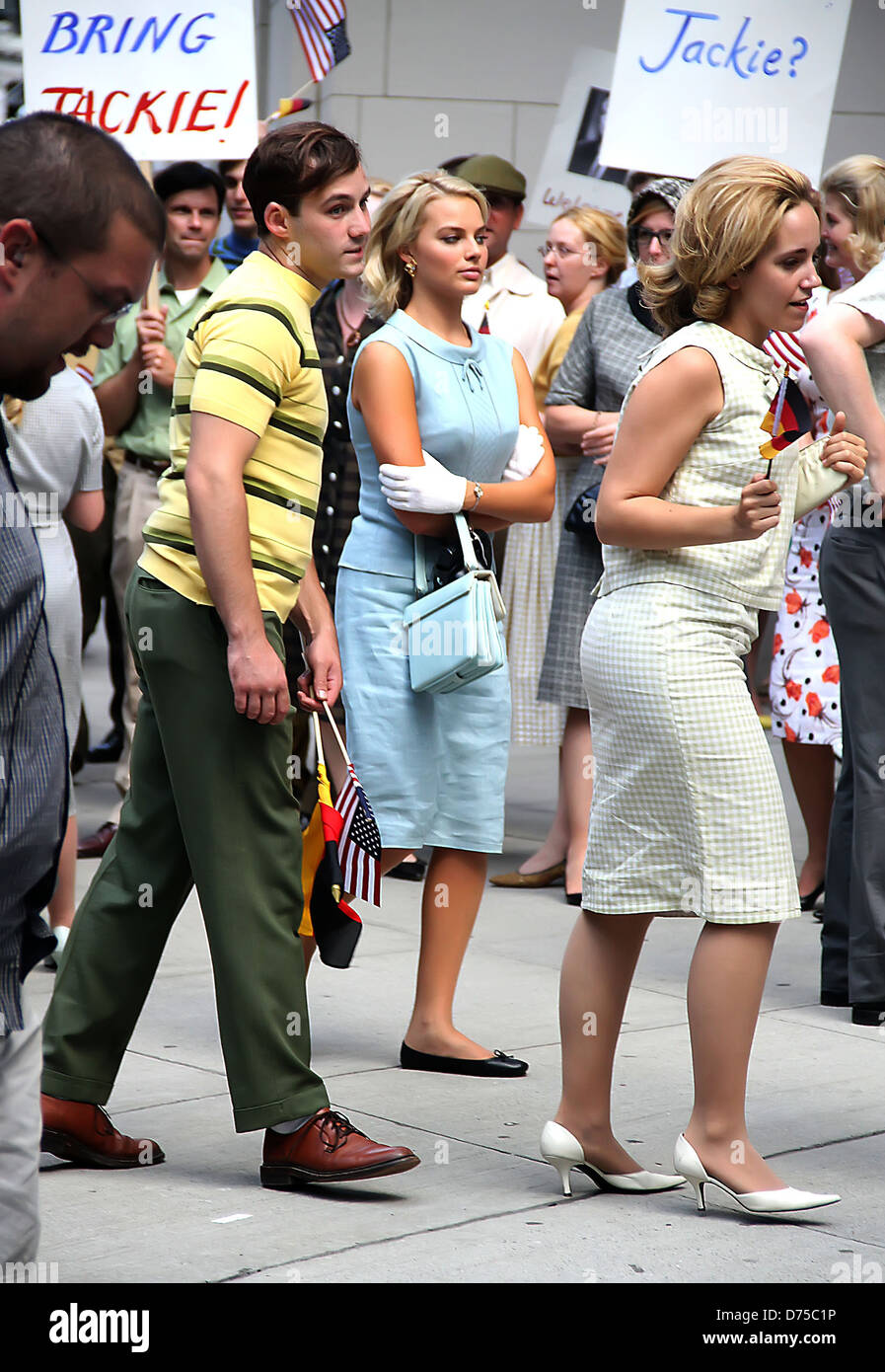 Margot Robbie ABC's new TV show 'Pan Am' tournage sur place à Manhattan, New York City, USA - 11.08.11 Banque D'Images