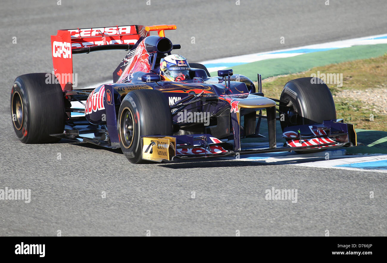 Daniel RICCIARDO, AUS, de l'équipe Toro Rosso F1 - Formule 1 - Course d'essai - Espagne - Jerez, 07.02.12 Banque D'Images
