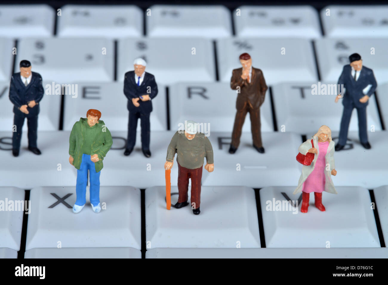 Figures miniatures clavier ordinateur Banque D'Images