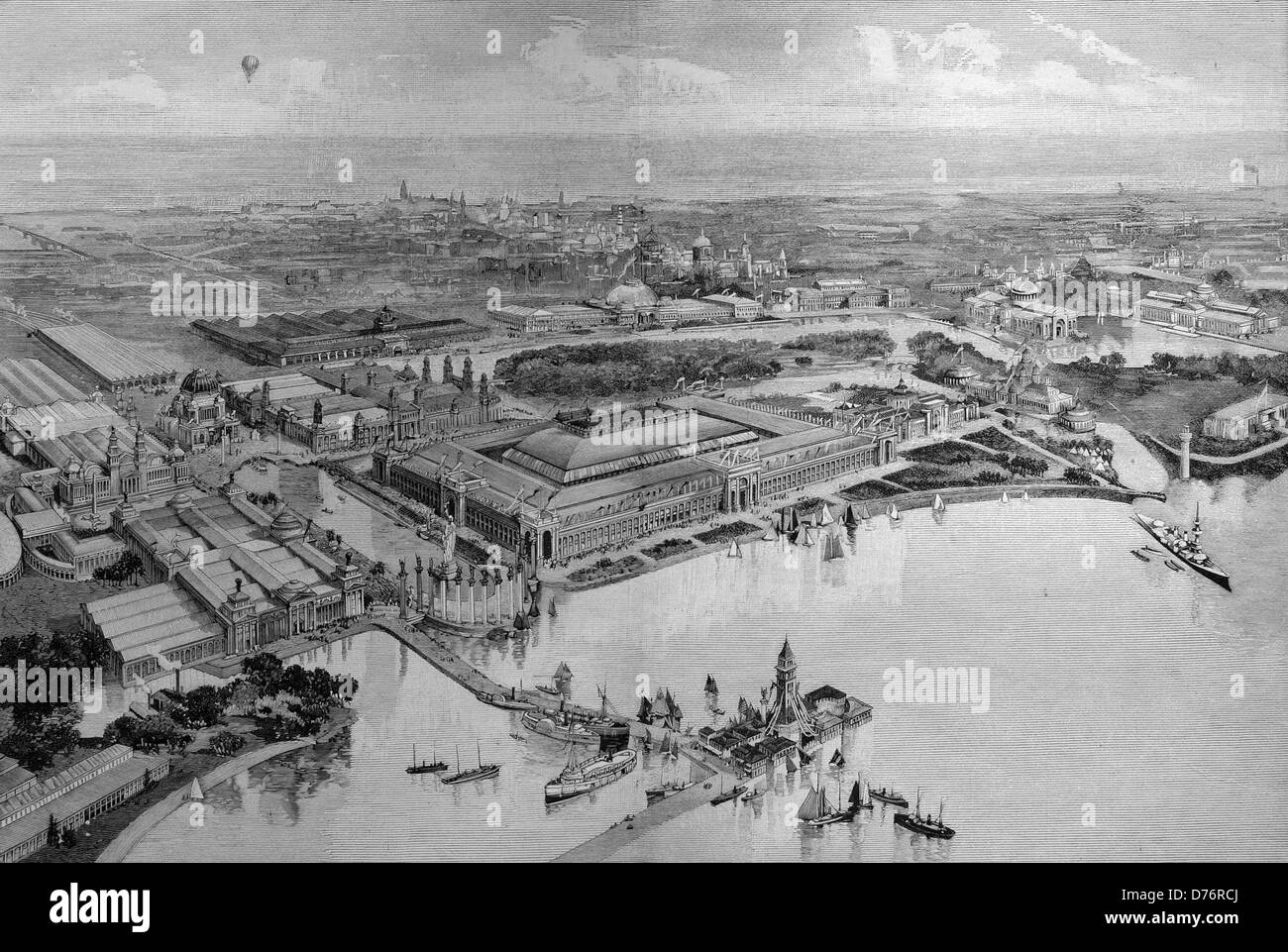 Le site de la Foire mondiale de Chicago, Illinois, USA, Amérique, gravure sur bois, circa 1871 Banque D'Images