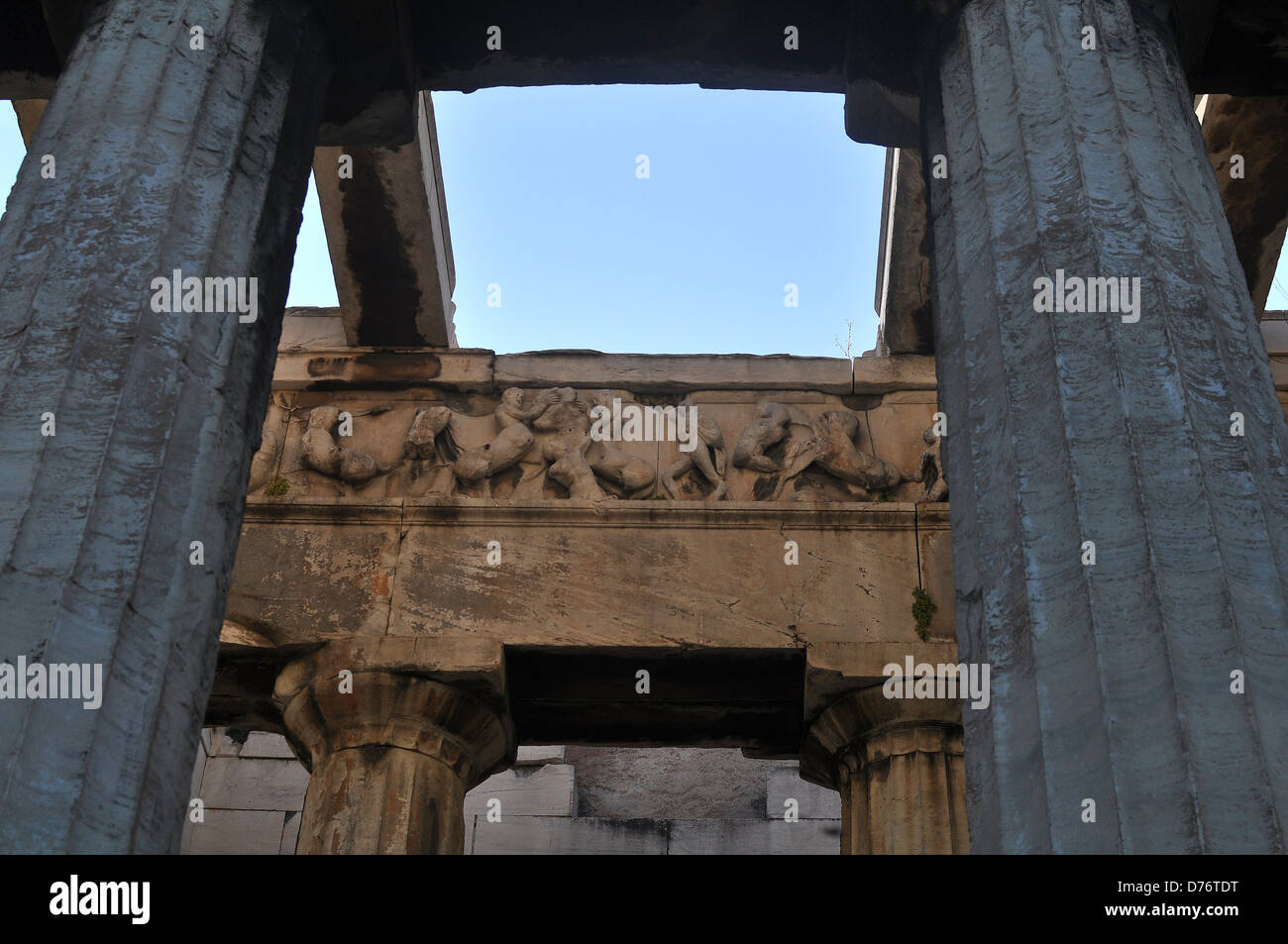 Ancien Temple & ruines à Athènes Banque D'Images