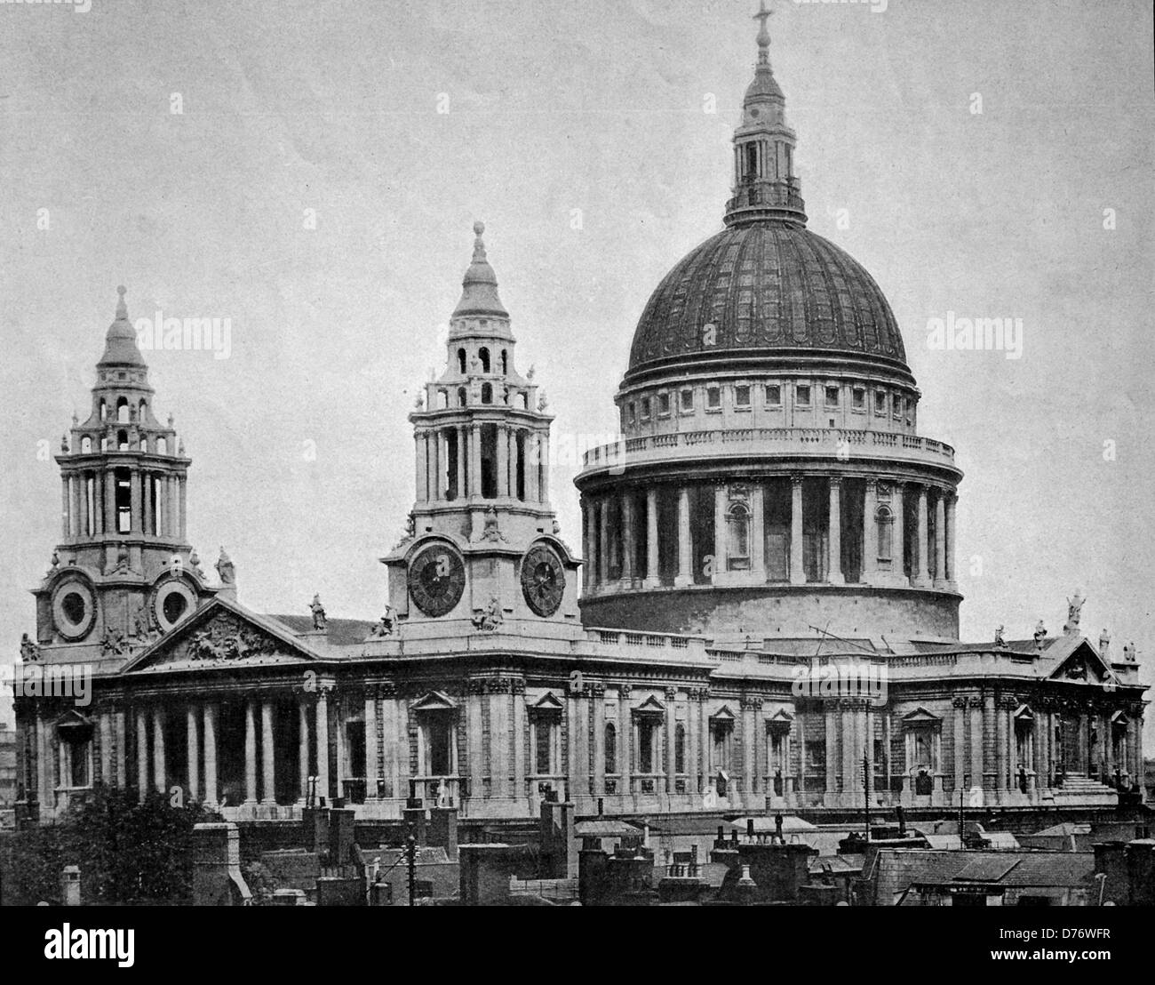 Début d'Autotype la Cathédrale St Paul, Londres, Angleterre, Royaume-Uni, 1880 Banque D'Images