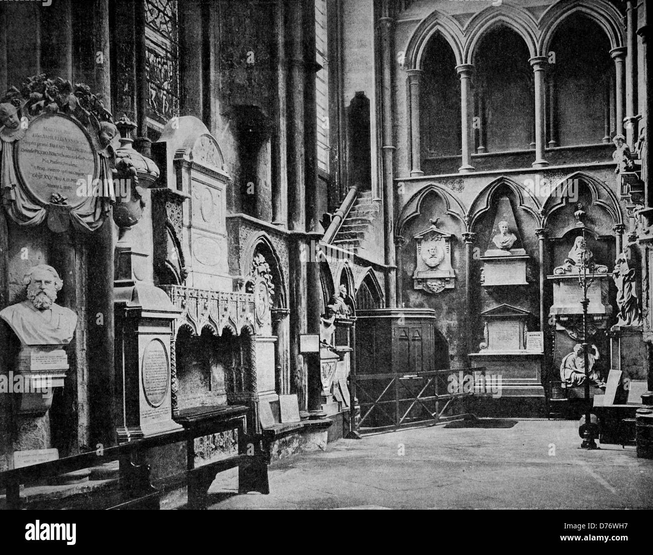 Autotype au début de l'intérieur de l'abbaye de Westminster, Londres, Angleterre, Royaume-Uni, 1880 Banque D'Images