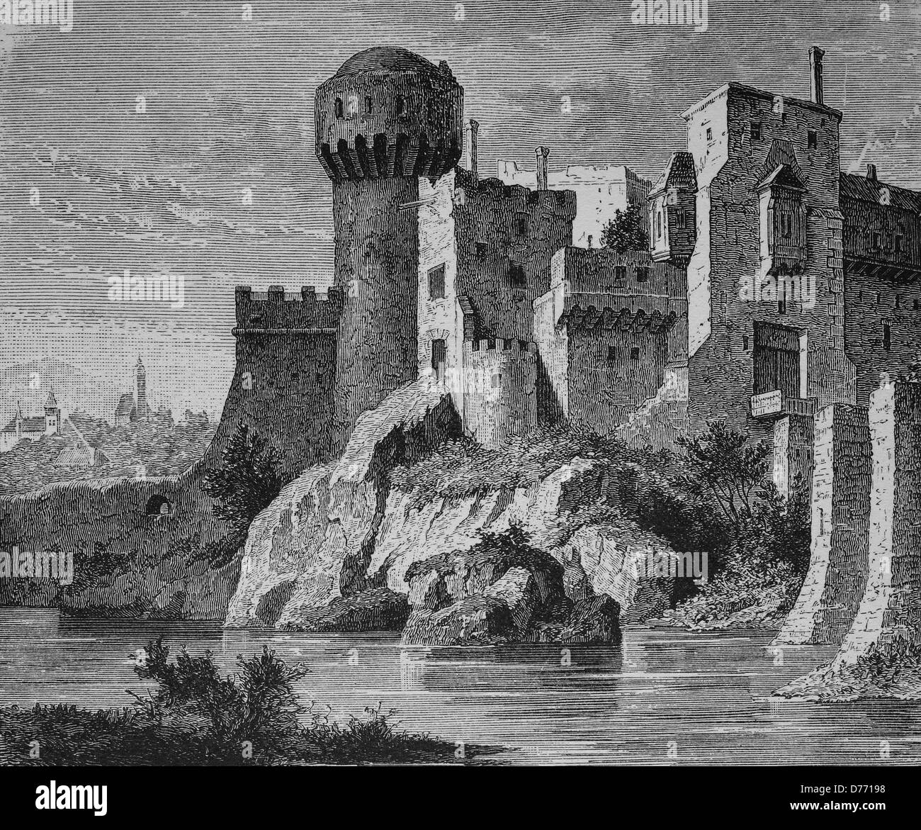 Jean Hunyadi, Hatzeg, Château de Hunedoara, Transylvanie, Roumanie, gravure sur bois de 1880 Banque D'Images