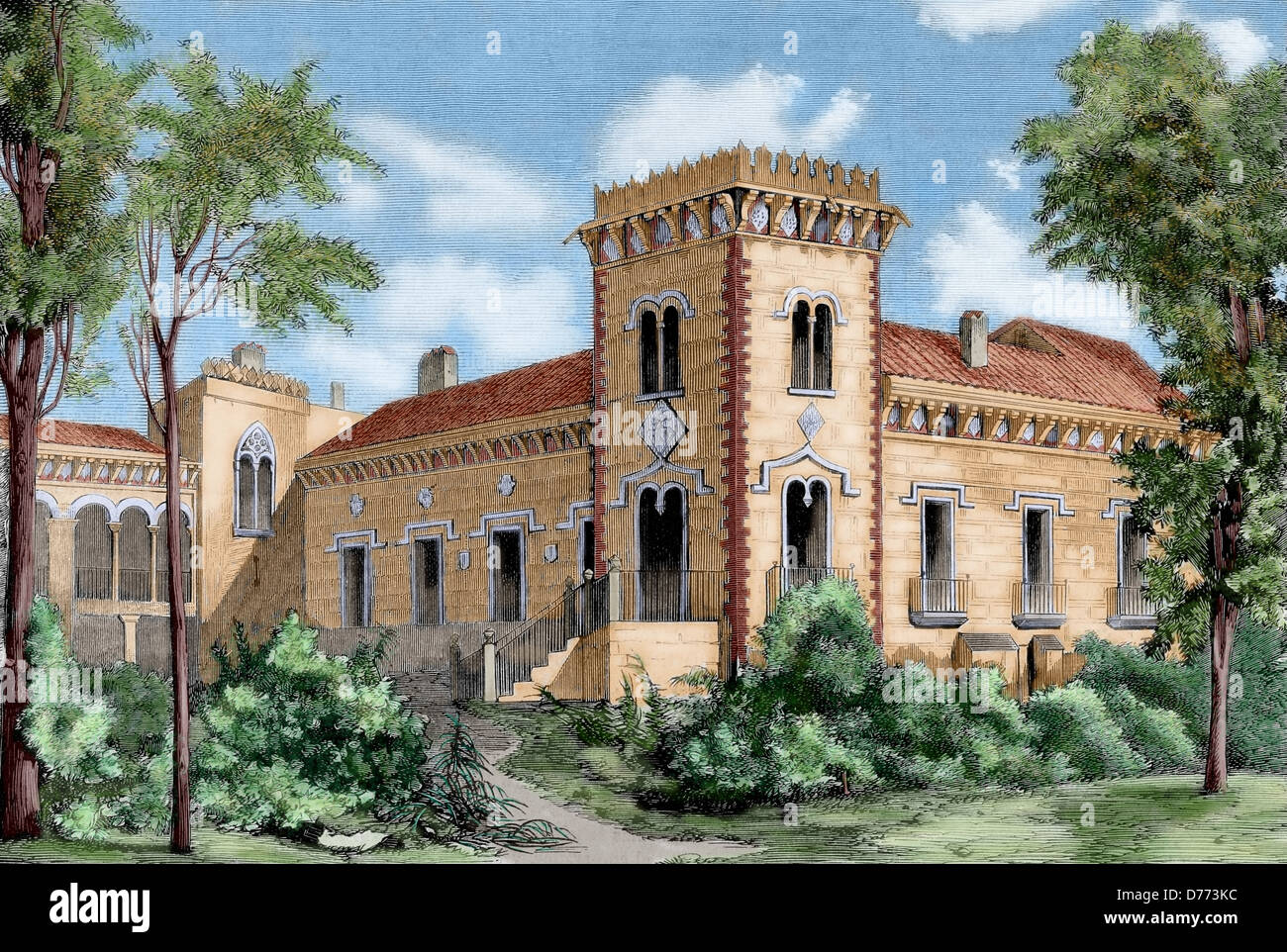 Miguel de Cervantes (1547-1616). Don Quichotte de la Manche. Palais des Ducs de Pedrola, résidence temporaire de Don Quichotte. Banque D'Images