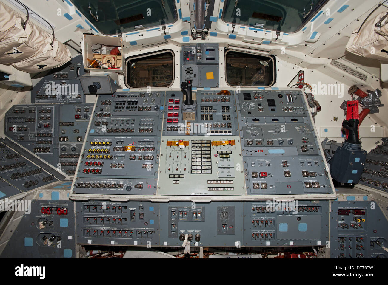 Cloison arrière de la navette spatiale Discovery Flight Deck Banque D'Images