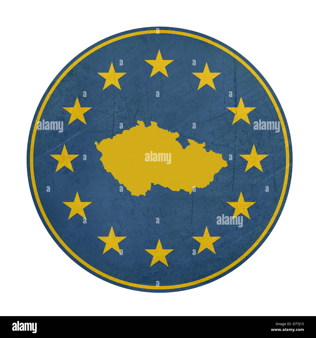 L'Union européenne touche la République tchèque isolé sur fond blanc. Banque D'Images