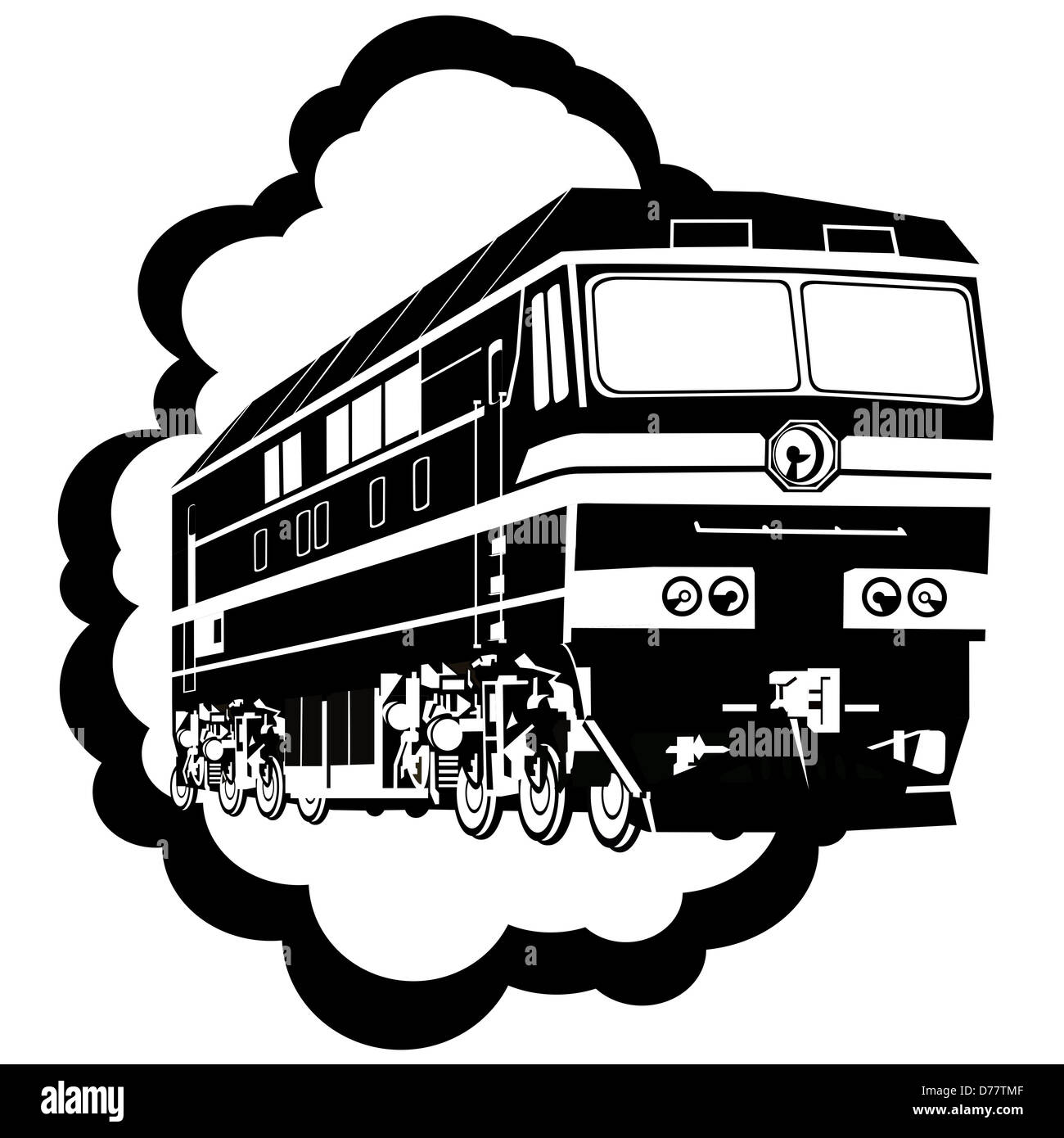 Résumé de droit de la locomotive. Illustration sur fond blanc. Banque D'Images