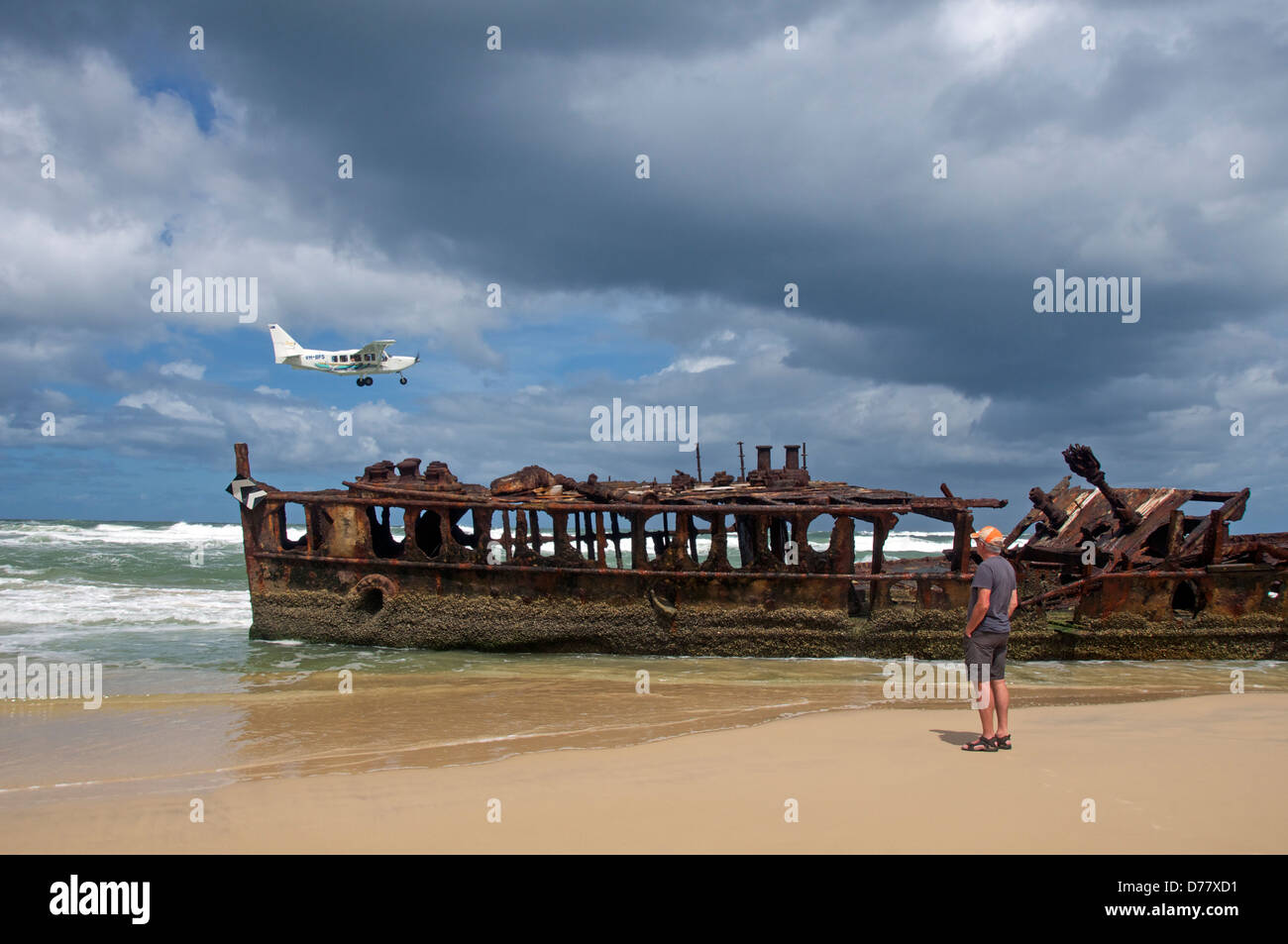 Maheno shipwreck soixante cinq Mile Beach Fraser Island Queensland Australie Banque D'Images