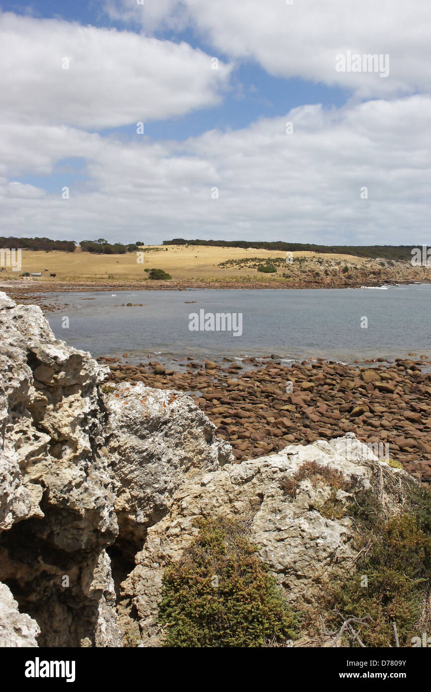 Plage rocheuse de Stokes Bay, Kangaroo Island, Australie du Sud Banque D'Images