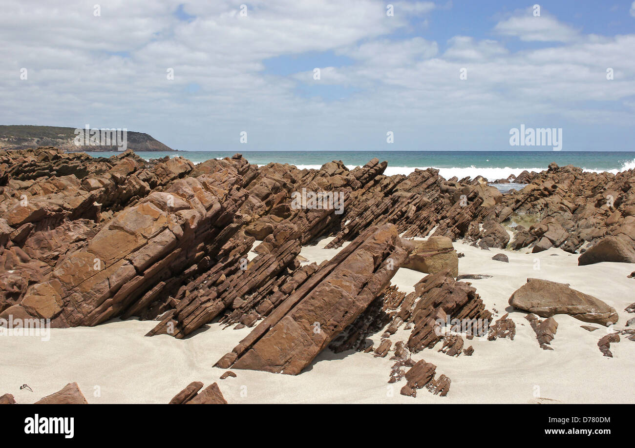 Plage rocheuse de Stokes Bay, Kangaroo Island, Australie du Sud Banque D'Images
