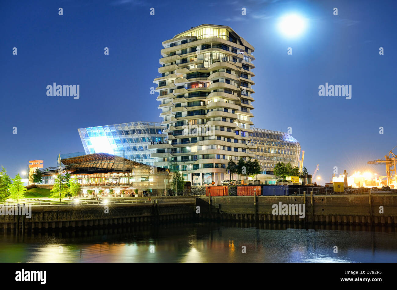 Unileverzentrale Marco-Polo-tour et dans la ville portuaire de Hambourg, Allemagne, Europe Banque D'Images