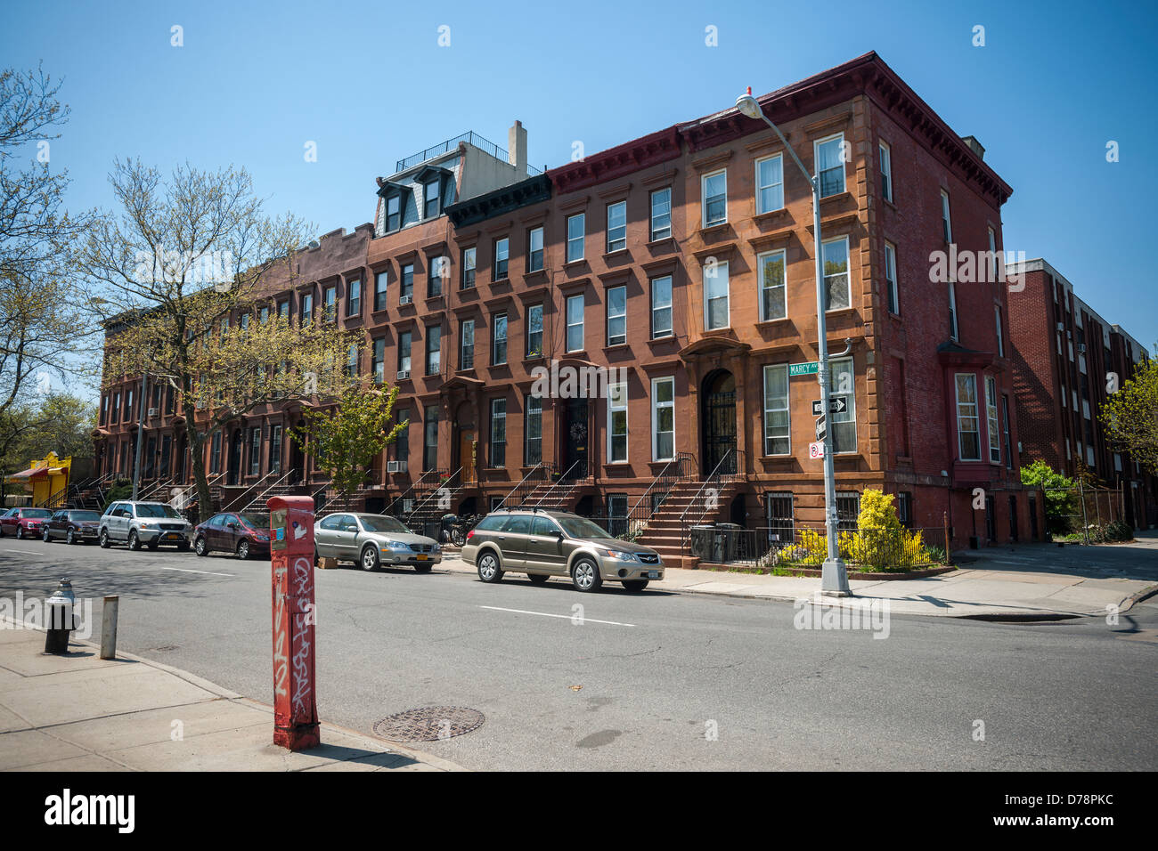 Grès dans le quartier de Bedford-Stuyvesant, Brooklyn à New York, le vendredi 26 avril 2013. (© Richard B. Levine) Banque D'Images