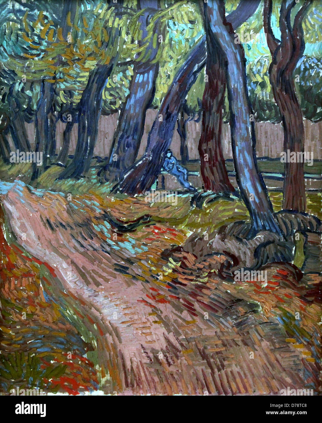 Chemin dans le jardin de l'asile, 1889 par Vincent van Gogh. Peinture à l'huile post-impressionniste du jardin de l'hôpital psychiatrique de Saint-Rémy en automne. Banque D'Images