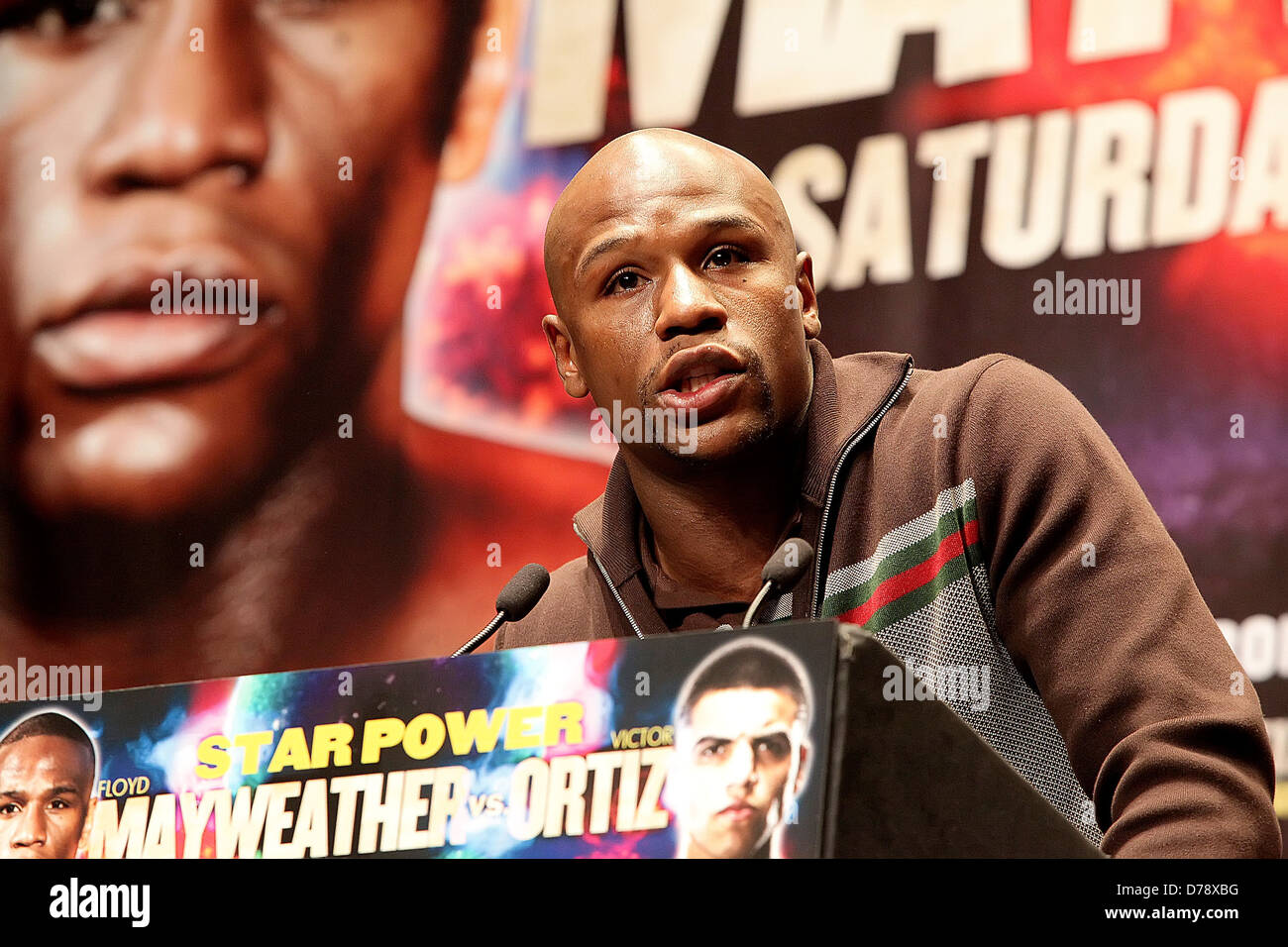 Floyd 'Money" champion WBC Mayweather Floyd Mayweather vs Victor Ortiz HBO PPV Match conférence de presse à Banque D'Images