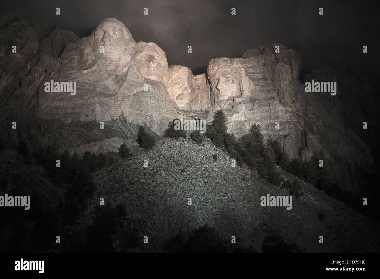 Le mont Rushmore dans la nuit, le Dakota du Sud Banque D'Images