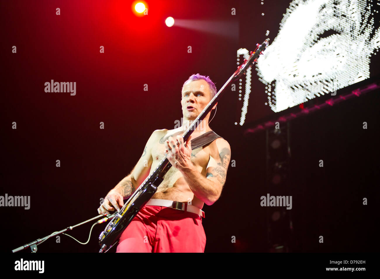 Flea des Red Hot Chili Peppers en live à l'O2 Arena de Londres, Angleterre - 07.11.11 Banque D'Images
