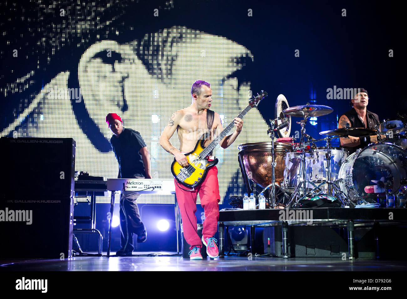 Flea des Red Hot Chili Peppers en live à l'O2 Arena de Londres, Angleterre - 07.11.11 Banque D'Images