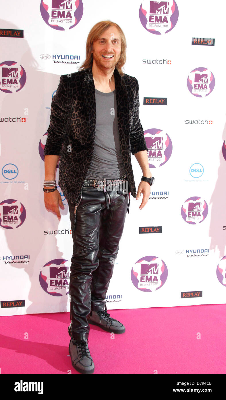 David Guetta, l'artiste les MTV Europe Music Awards 2011 (EMAS) tenue à l'Odyssey Arena - Arrivées Belfast le Banque D'Images