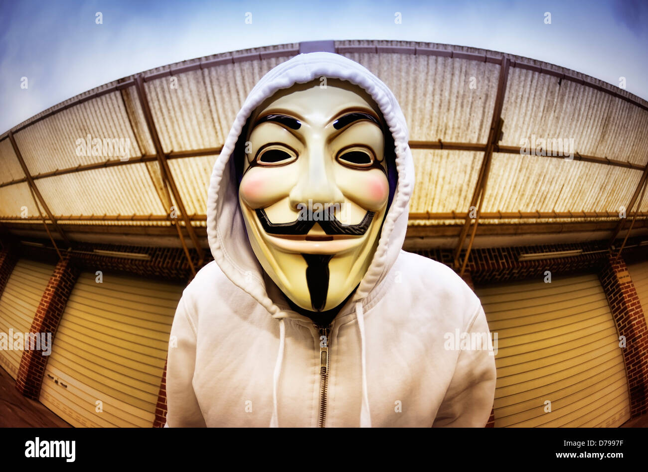 L'homme avec masque occupent, banque protester , Occupy-Maske Bankenprotest, Mann mit Banque D'Images