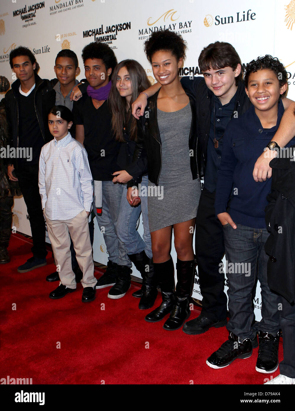 Jackson Prince, Paris et Blanket Jackson Jackson l'ouverture de "Michael Jackson THE IMMORTAL World Tour' au Mandalay Banque D'Images